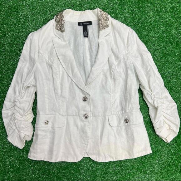 INC International Concepts Jackets & Blazers - INC International Concepts White Two Button Blazer Size Extra Large